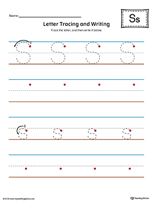 Letter S Tracing And Writing Printable Worksheet Color