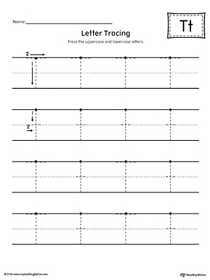 Letter T Tracing Printable Worksheet | MyTeachingStation.com