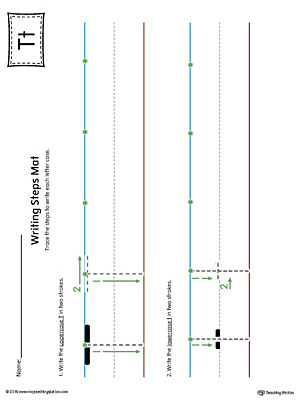 Letter T Writing Steps Mat Printable (Color)