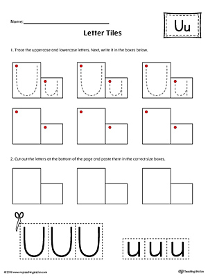 Letter U Tracing and Writing Letter Tiles