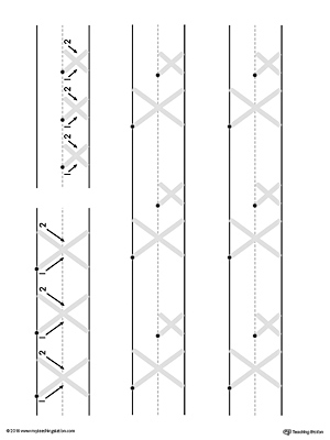 Uppercase and Lowercase Letter X Printable Writing Mat