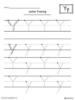 Letter Y Tracing Printable Worksheet