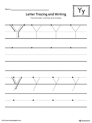 Letter Y Tracing and Writing Printable Worksheet