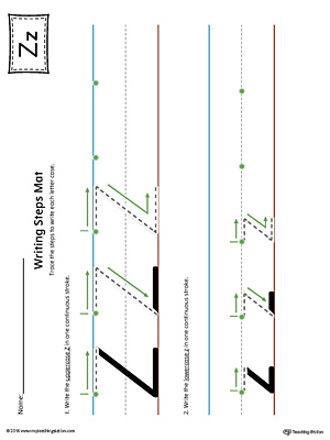 Letter Z Writing Steps Mat Printable (Color)