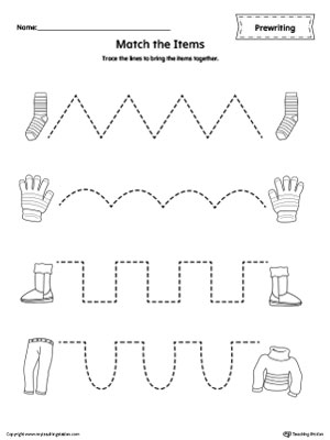 Matching Items Tracing Prewriting Worksheet | MyTeachingStation.com