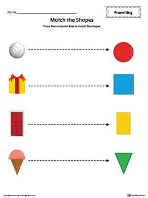 Shapes Line Tracing Prewriting Worksheet in Color