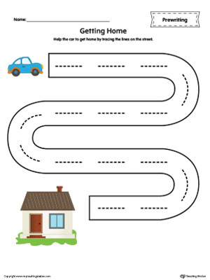 street line tracing prewriting worksheet in color