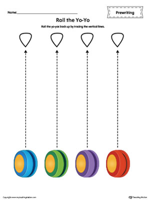 free yoyo line tracing prewriting worksheet in color myteachingstation com