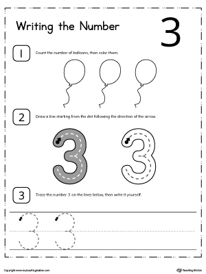 Learn to Count and Write Number 3 | MyTeachingStation.com