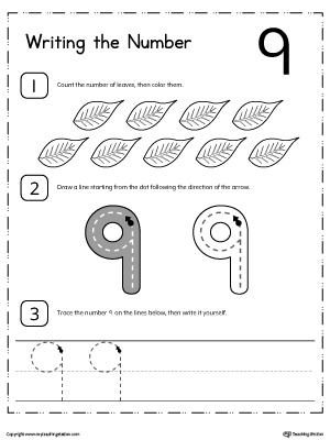 Learn to Count and Write Number 9 | MyTeachingStation.com