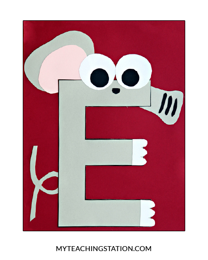 Letter E Craft, Elephant Craft, Alphabet Crafts