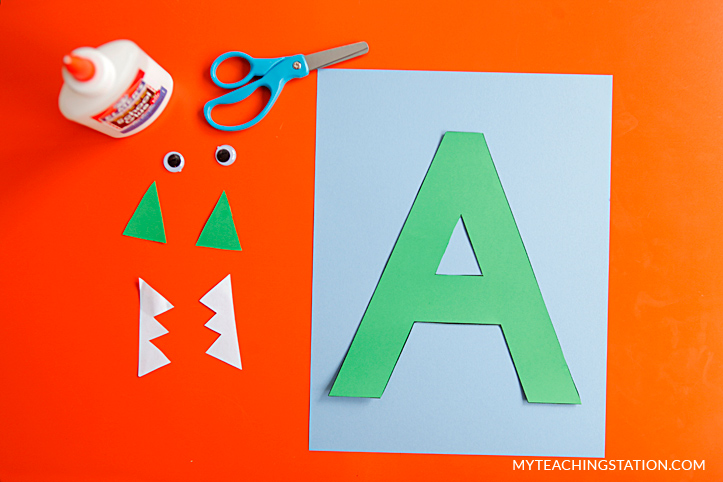 Letter A Craft Materials for Making an Alligator