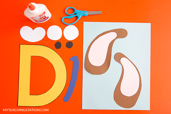 Letter D Craft Materials for Making an Dog