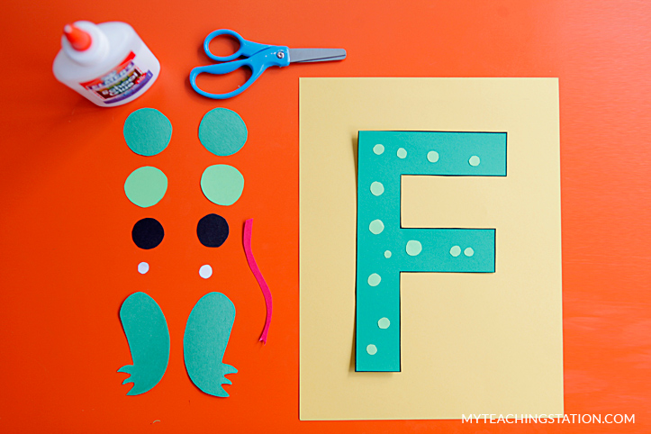 Letter F Craft Materials for Making an Frog