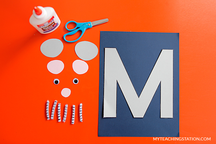 Letter M Craft Materials for Making an Mouse