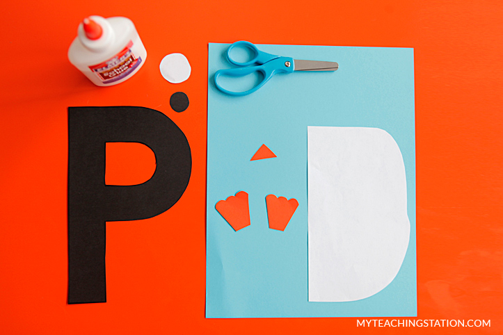 Letter P Craft Materials for Making an Penguin