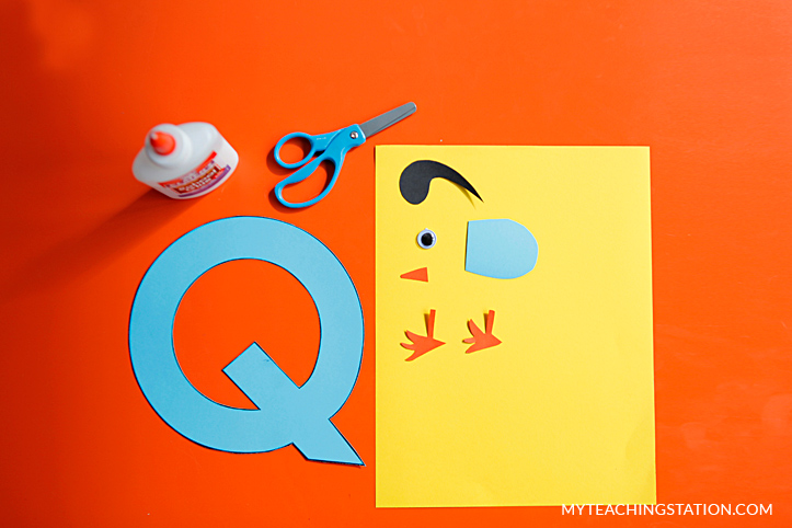 Letter Q Craft Materials for Making an Quail