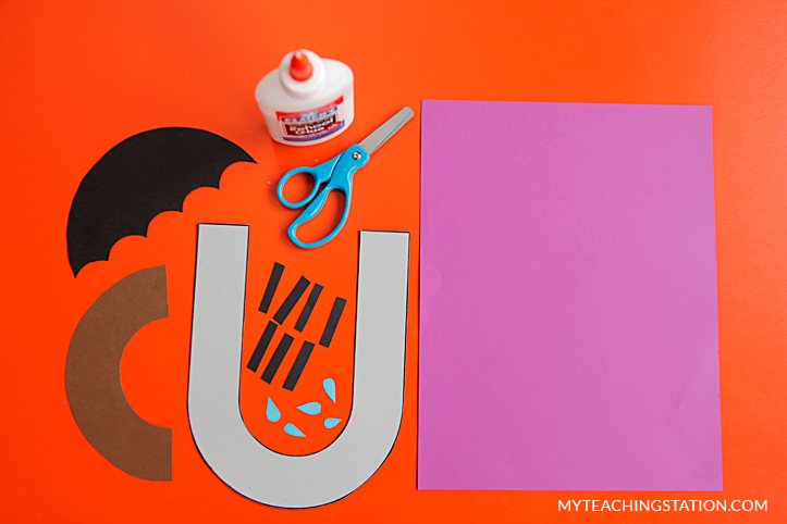 Letter U Craft Materials for Making an Umbrella