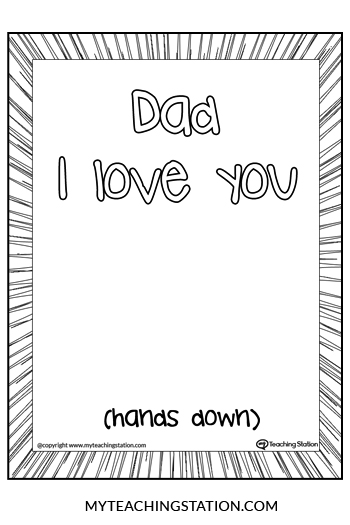 Dad I Love You Hands Down Printable Template.