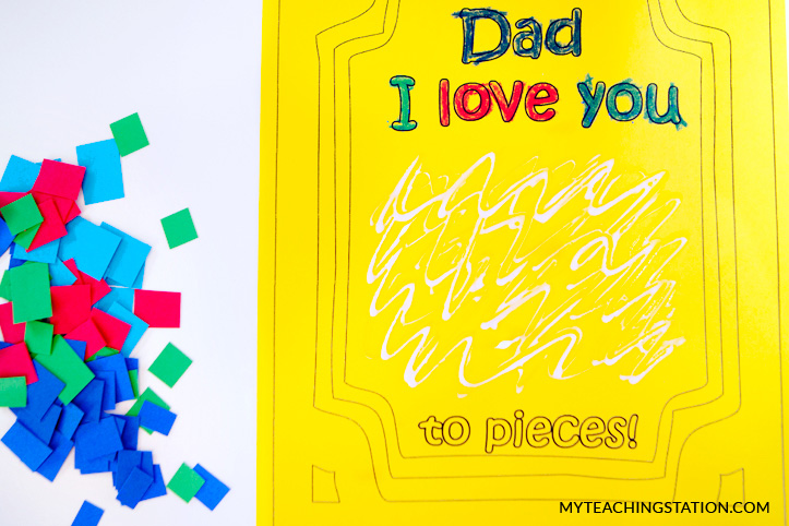 Creating the card: Dad I Love You to Pieces