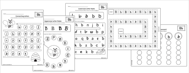 Alphabet Letter Styles Worksheets