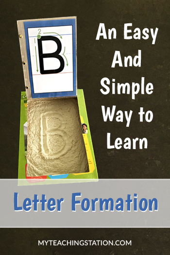 How to make learning letter formation fun for children in preschool with a simple DIY flour box. How to make learning letter formation fun for children in preschool.