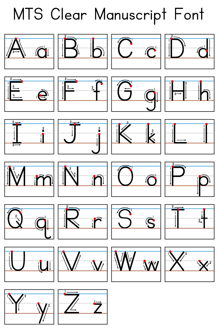 MTS Clear Manuscript Font for Teaching the Alphabet