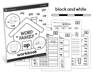 AP Word Family CVC Printable Workbook Free Sample in BW