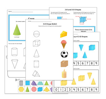 3D Shapes Kindergarten Worksheets