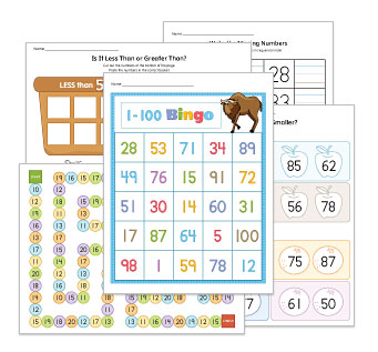 Number Recognition Up to 100 Worksheets and Activities