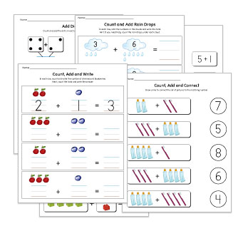 Pictorial Addition Kindergarten Worksheets