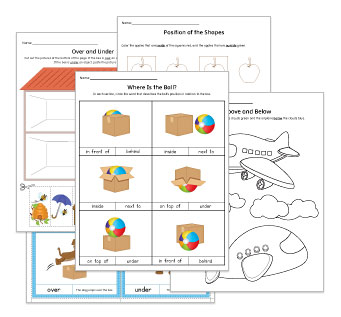 Relative Position Worksheets and Activities