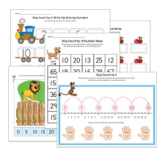 Skip Counting by 2s, 5s, 10s Worksheets