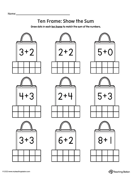 Ten Frame Addition Printable