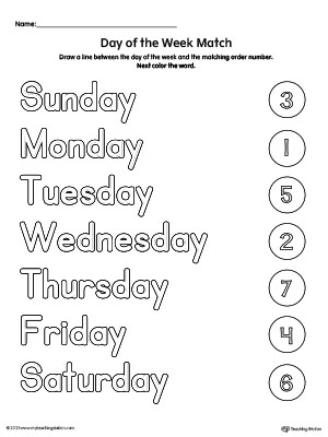 Days of the Week Order Match