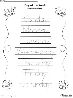 FREE* Days of the Week Tracing | MyTeachingStation.com