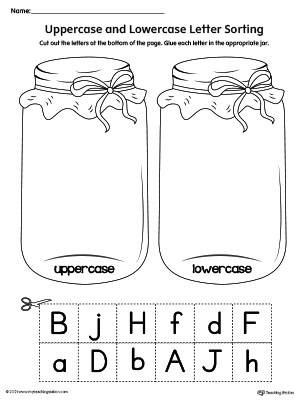 Uppercase Lowercase Letter Sorting Cut and Paste Jar