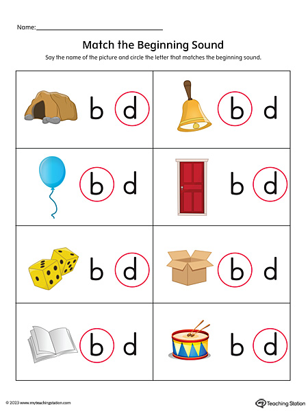 Match - Letter B' Beginning Sounds I