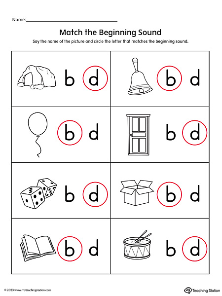 B-D Letter Identification Worksheet Answer Key