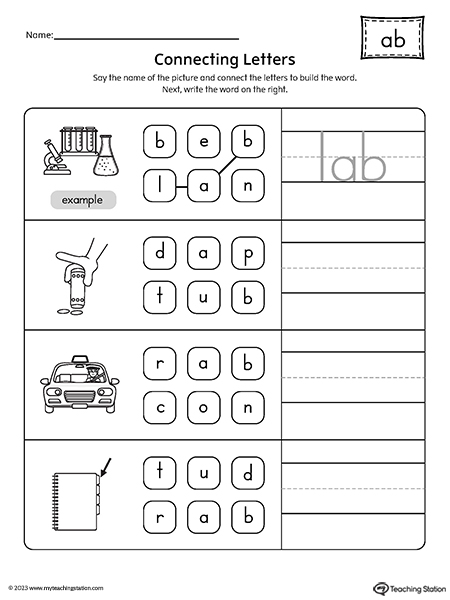 AB Word Family Build Words Worksheet