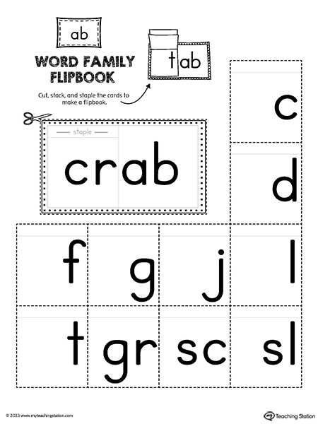 AB Word Family Flipbook Printable PDF