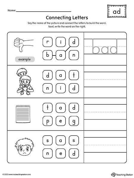 AD Word Family Build Words Worksheet