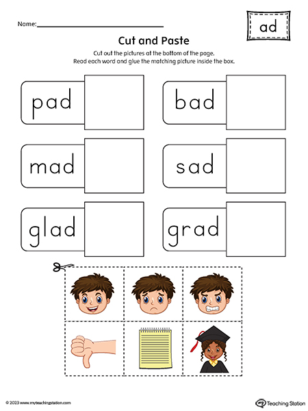AD Word Family Cut-and-Paste Printable PDF