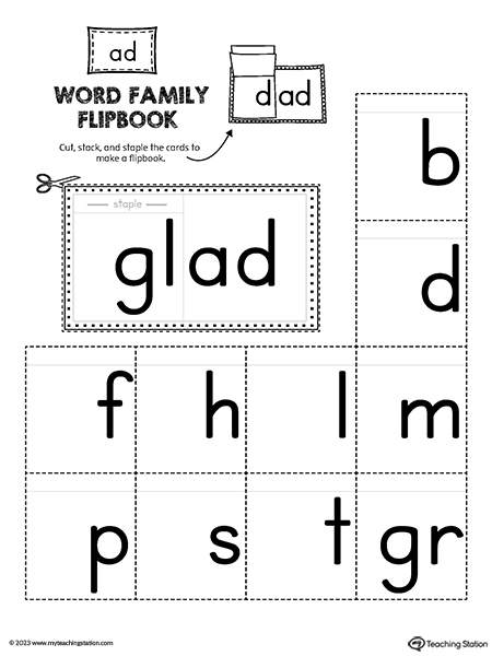 AD Word Family Flipbook Printable PDF