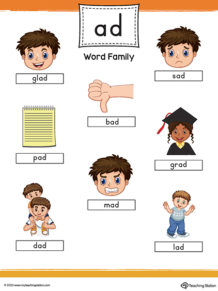 AD Word Family Image Poster Printable PDF
