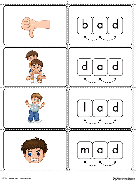 AD Word Family Small Picture Cards Printable PDF (Color)