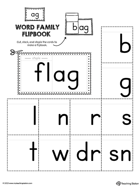 AG Word Family Flipbook Printable PDF