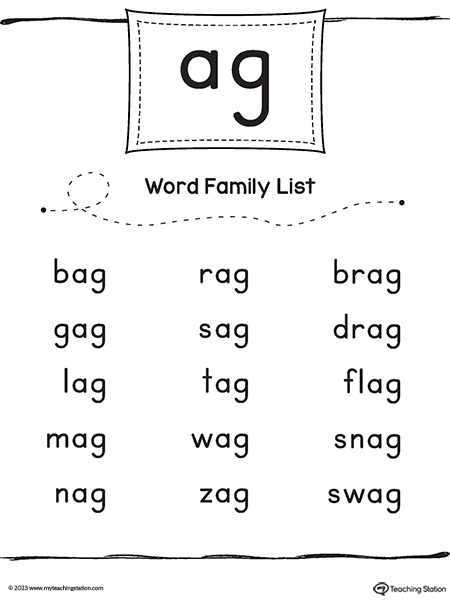 AG Word Family List