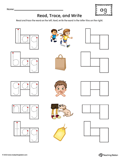 AG Word Family Read and Spell Printable PDF