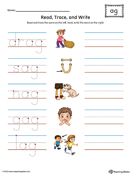 AG Word Family Read and Write Printable PDF